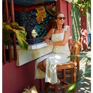 NWT: Faherty Dream Cotton Gauze Tie Maxi Dress - Grey Cinque Terre Stripe, Small